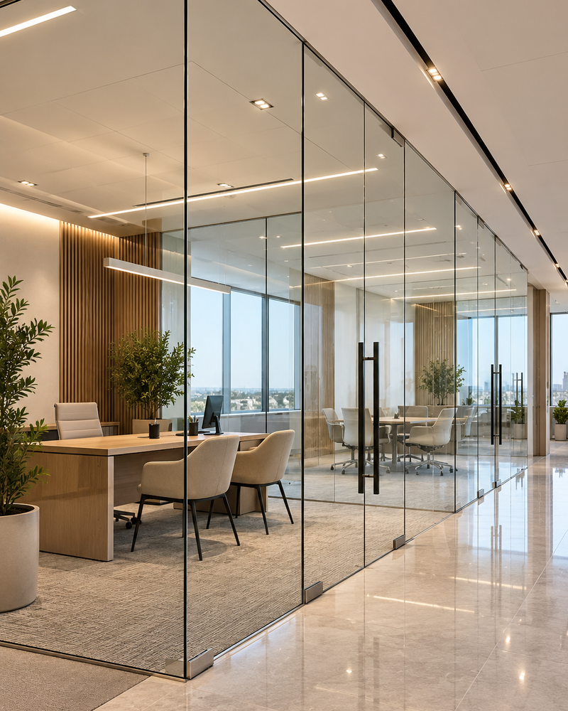 Modern glass office partition wall