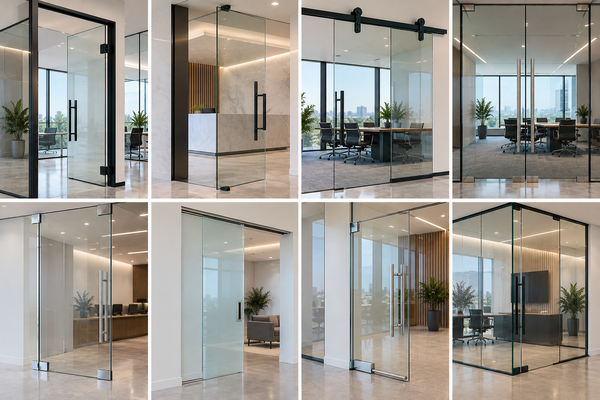 Door and sliding system options for office partitions