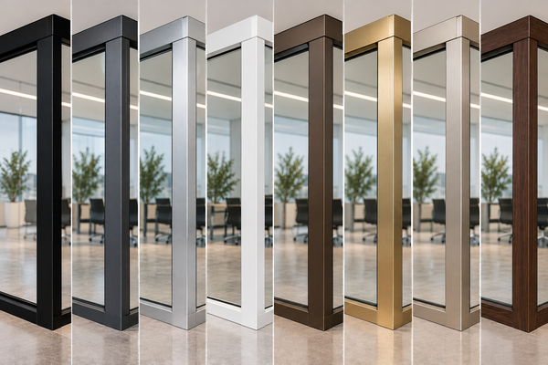 Frame finish options for office partitions