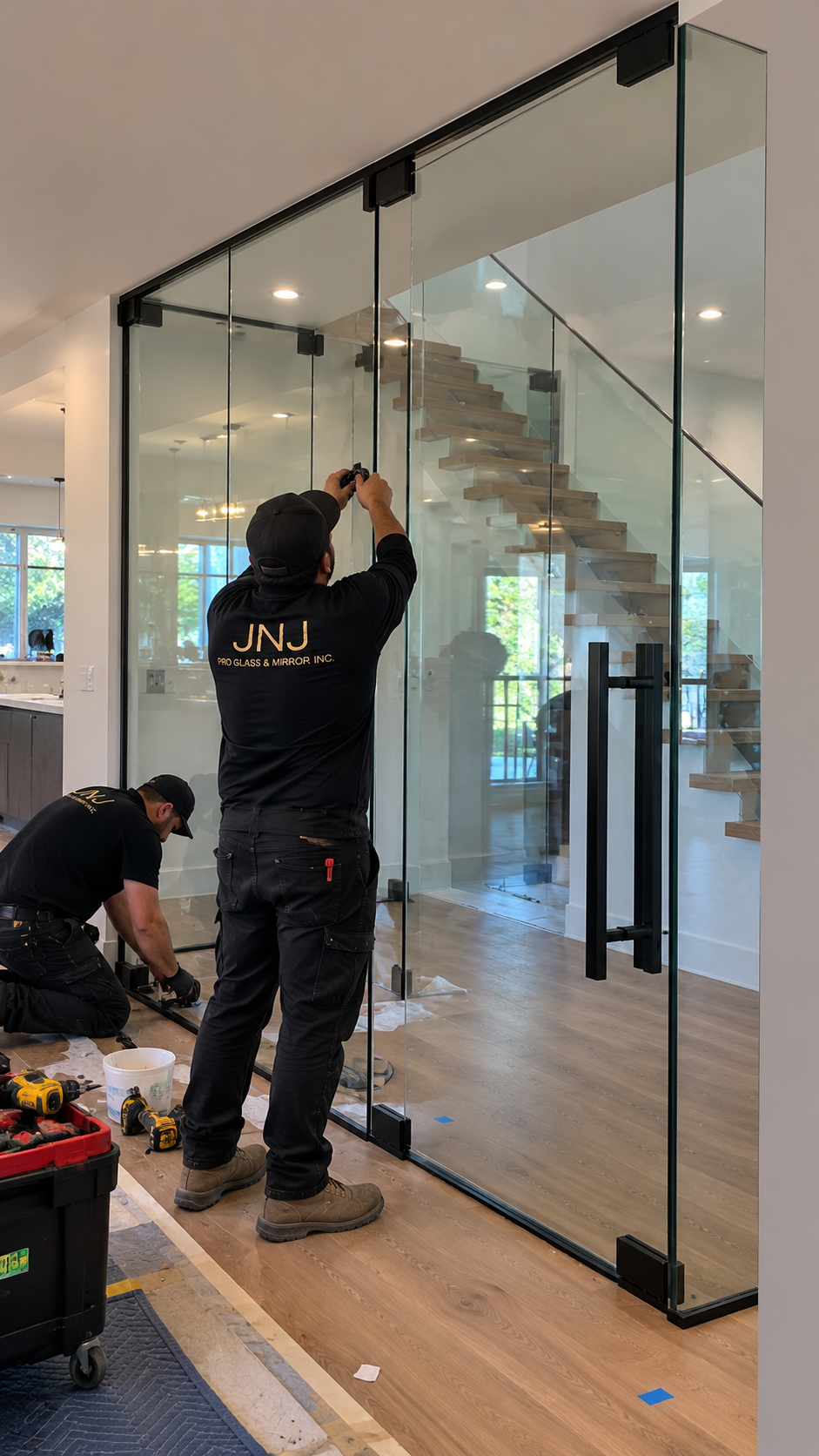 Modern interior glass installation residential