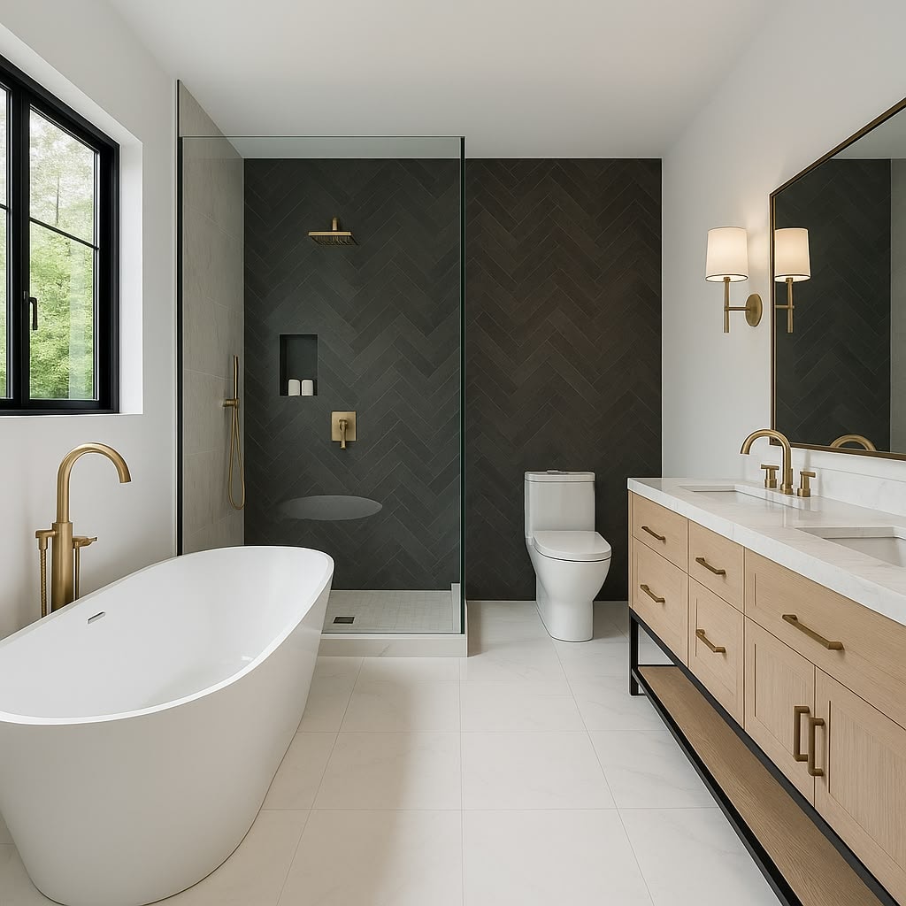 Luxury frameless glass shower enclosure modern bathroom