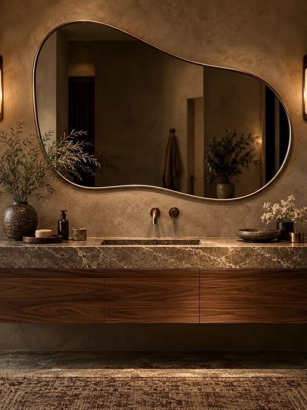Custom bathroom vanity mirror installation